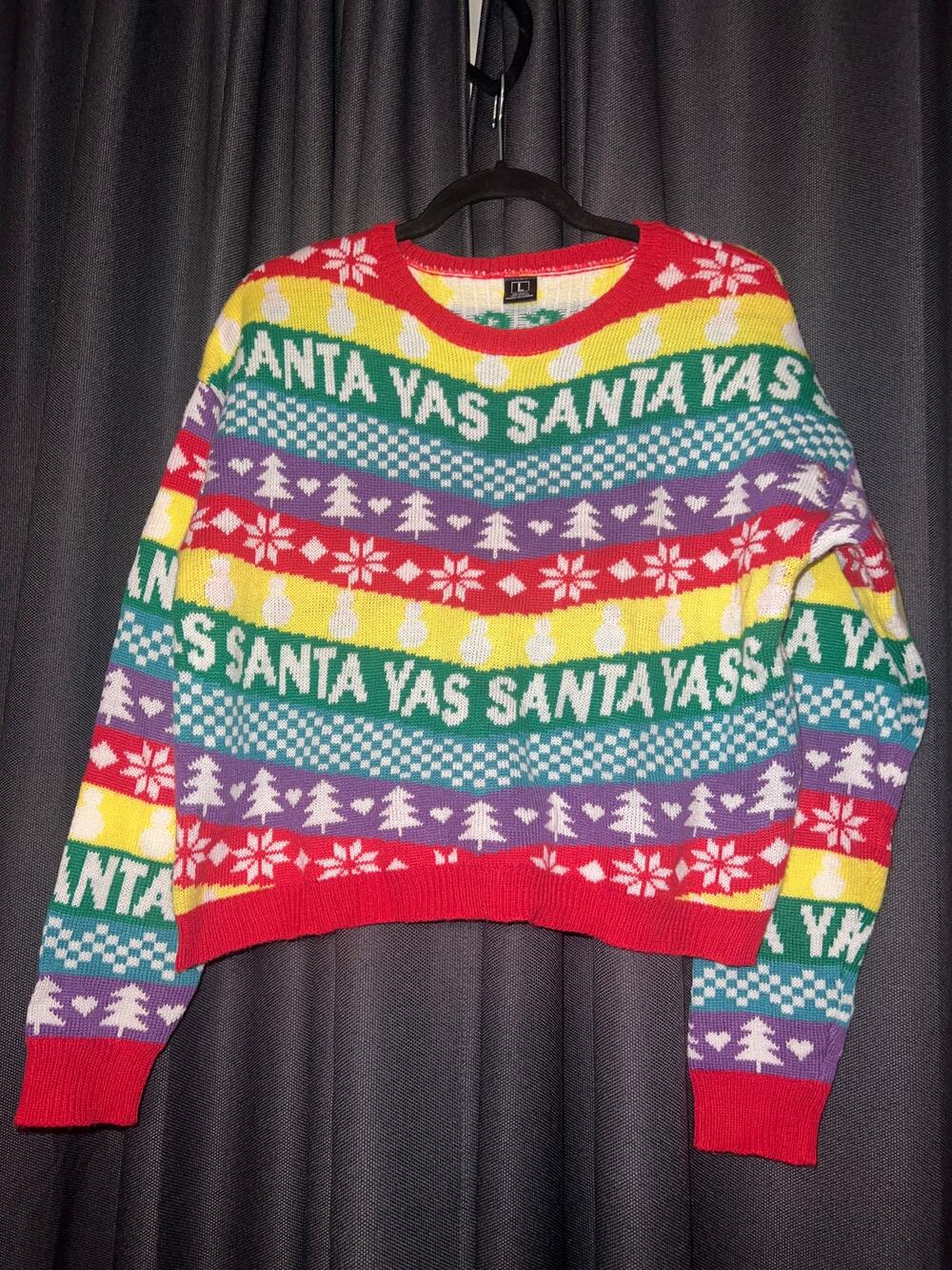 Ugly Christmas Sweater Xmas Size Large Crop